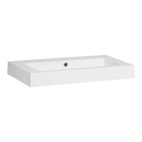 BRAUER Solar Thick wastafel 80 met 1 spoelbak en 0 kraangaten mineraalmarmer zijdeglans wit WT-SOT800ZW