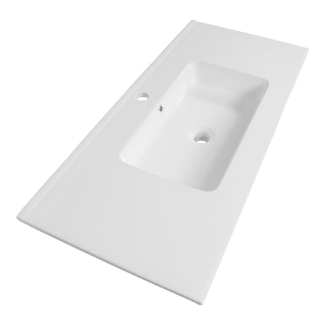 BRAUER Starfall wastafel 100 met 1 spoelbak en 1 kraangat keramiek hoogglans wit WT-ST1001HW