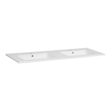 BRAUER Starfall wastafel 120-2 met 2 spoelbakken en 2 kraangaten keramiek hoogglans wit WT-ST120-22HW